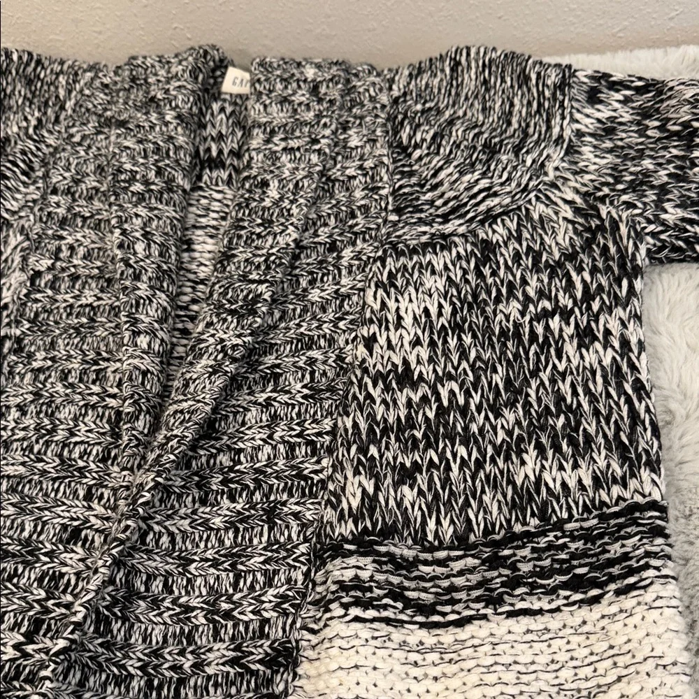 GAP Chunky Shawl Collar Cardigan XS Marled Black Gray Long Cozy Knit Sweater - Picture 15 of 15